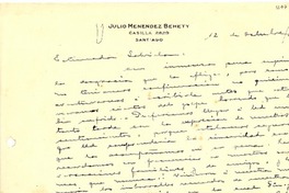 [Carta] 1943 oct. 12, Santiago [a] Gabriela Mistral