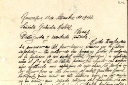 [Carta] 1943 set. 1, Rancagua, Chile [a] Gabriela Mistral, Brasil