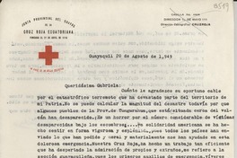 [Carta] 1949 ago. 20, Guayaquil, [Ecuador] [a] Gabriela [Mistral]