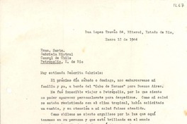 [Carta] 1944 ene. 10, Niteroi, [Rio de Janeiro], Brasil [a] Gabriela Mistral, Petrópolis, [Rio de Janeiro], Brasil