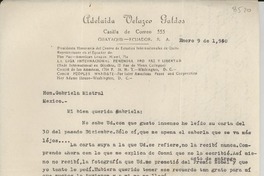 [Carta] 1950 ene. 9, Guayaquil, Ecuador [a] Gabriela Mistral, México