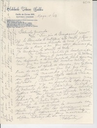 [Carta] [19]53 mayo 15, Guayaquil, Ecuador [a] Gabriela [Mistral]