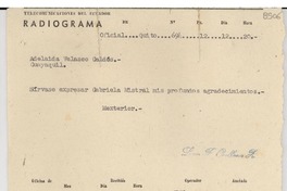 [Telegrama] 1943 ago. 13, Guayaquil [a] Gabriela Mistral