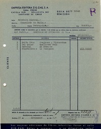 [Recibo] 1943 sep. 27, Santiago, Chile [a] Gabriela Mistral, Petrópolis, Brasil