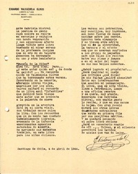 [Carta] 1944 abr. 4, Santiago, Chile [a] Gabriela Mistral