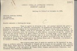 [Carta] 1948 nov. 8, Santiago de Chile [a] Gabriela Mistral, Los Ángeles, Estados Unidos