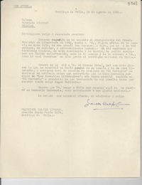 [Carta] 1951 ago. 13, Santiago de Chile [a] Gabriela Mistral, Nápoles