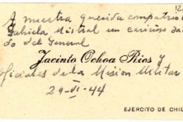 [Tarjeta] 1944 jun. 29 [a] Gabriela Mistral