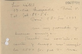 [Carta] 1939 jun. 18, Paris [a] Gabriela Mistral