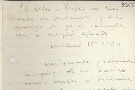 [Carta] 1940 mar. 18, México [a] Gabriela Mistral