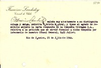 [Tarjeta] 1944 jul. 21, Río de Janeiro [a] Gabriela Mistral