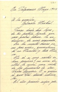 [Carta] 1944 mayo, Valparaíso, Chile [a] Gabriela Mistral