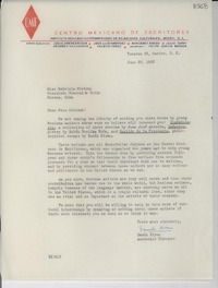 [Carta] 1953 jun. 23, México D. F. [a] Gabriela Mistral, La Habana, Cuba