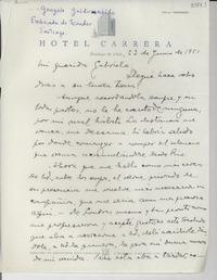[Carta] 1951 jun. 23, Santiago de Chile [a] Gabriela Mistral