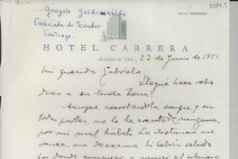 [Carta] 1951 jun. 23, Santiago de Chile [a] Gabriela Mistral