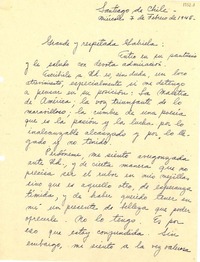 [Carta] 1945 feb. 7, Santiago [a] Gabriela Mistral