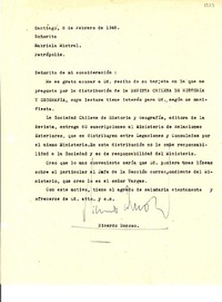 [Carta] 1945 feb. 8, Santiago [a] Gabriela Mistral, Petrópolis