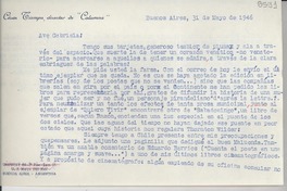 [Carta] 1946 mayo 31, Buenos Aires [a] Gabriela Mistral