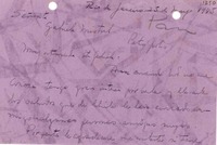 [Tarjeta] 1945 mayo 25, Rio de Janeiro, [Brasil] [a] Gabriela Mistral, Petrópolis, [Brasil]