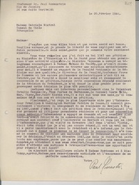[Carta] 1944 févr. 20, Rio de Janeiro, [Brasil] [a] Gabriela Mistral, Petrópolis, [Brasil]