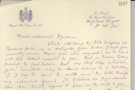 [Carta] 1936 oct. 5, Calcutta, India [a] Gabriela Mistral, Lisboa