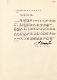 [Carta] 1945 jul. 14, Chuquicamata, [Chile] [a] Gabriela Mistral, Petrópolis, Brasil