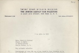 [Carta] 1955 jul. 6, [New York, EE.UU.] [a] Gabriela Mistral, Roslyn Harbor, [EE.UU.]