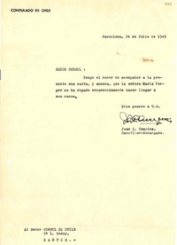 [Carta] 1945 jul. 24, Barcelona, [España] [a] L[ucila] Godoy, Santos, [Brasil?]