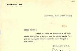 [Carta] 1945 jul. 24, Barcelona, [España] [a] L[ucila] Godoy, Santos, [Brasil?]