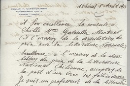 [Carta] 1951 août 5, Atenas, [Grecia] [a] Gabriela Mistral]