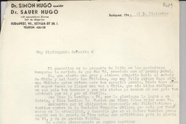 [Carta] 1945 dic. 3, Budapest, [Hungría] [a] Gabriele [i.e. Gabriela] Mistral, Madrid, [España]