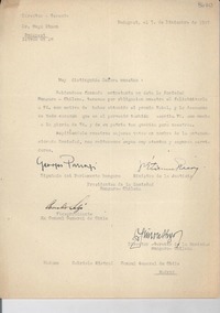 [Carta] 1945 dic. 7, Budapest, [Hungría] [a] Gabriele [i.e. Gabriela] Mistral, Cónsul General de Chile, Madrid, [España]