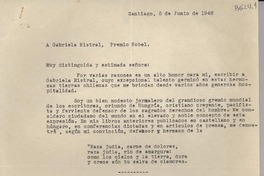 [Carta] 1948 jun. 5, Santiago [a] Gabriela Mistral