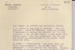 [Carta] Budapest, Hungría [a] Gabriela Mistral