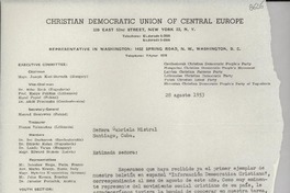 [Carta] 1953 ago. 28, [New York] [a] Gabriela Mistral, Santiago de Cuba