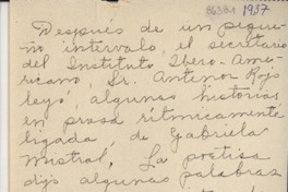 [Carta] [1937], [Alemania] [a] [Gabriela Mistral]