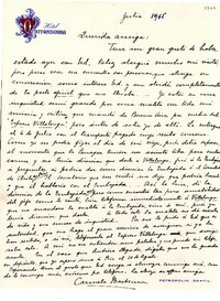 [Carta] [1945?] jul., [Brasil] [a] Gabriela Mistral, Petrópolis