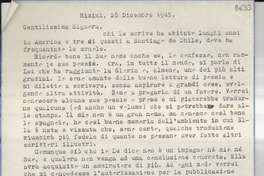 [Carta] 1945 dic. 28, Rimini, [Italia] [a] Gabriela Mistral