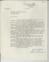 [Carta] 1946 May 26, Surrey, [Inglaterra] [a] Gabriela Mistral, New York, [EE.UU.]