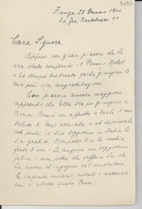 [Carta] 1946 genn. 25, Firenze, [Italia] [a] Gabriela Mistral