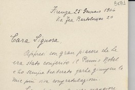 [Carta] 1946 genn. 25, Firenze, [Italia] [a] Gabriela Mistral