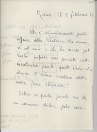 [Carta] 1946 febbr. 2, Roma [a] Gabriela Mistral