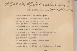 [Carta] 1946 febbr. 2, Roma [a] Gabriela Mistral