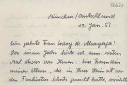 [Carta] [19]51 Jan. 17, München, Deutschland [a] Lucila Godoy de [sic] Alcayaga