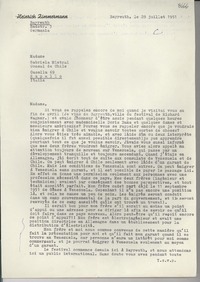 [Carta] 1951 juil. 28, Bayreuth, Germania [a] Gabriela Mistral, Rapallo, Italia