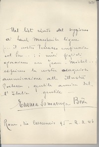 [Carta] 1946 febbr. 2, Roma [a] Gabriela Mistral