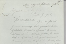 [Carta] 1946 febbr. 2, Menaggio, [Italia] [a] Lucila Godoy A.