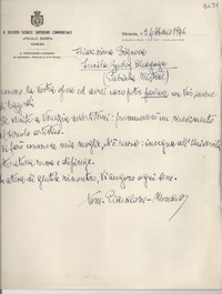 [Carta] 1946 febbr. 3, Venezia, [Italia] [a] Lucila Godoy A.