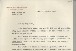 [Carta] 1946 febbr. 5, Roma [a] Gabriela Mistral