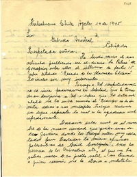 [Carta] 1945 ago. 1, Talcahuano, Chile [a] Gabriela Mistral, Petrópolis